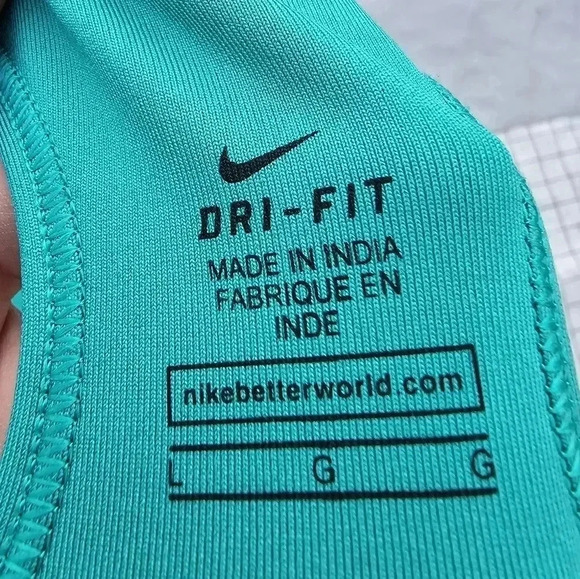 Nike Athletic Sports Bra Bright Green Activewear Chest Logo Women's L - Picture 4 of 4
